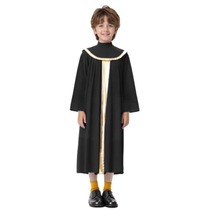 Túnica de coro de iglesia para niños y niñas, traje de baile litúrgico de adoración cristiana, vestido de sacerdote de Pastor plisado metálico de manga larga