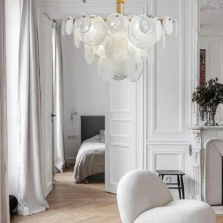 Lámpara de techo de cristal blanco leche francesa, decoración para sala de estar, dormitorio, Lustres, lámparas, iluminación dorada 2025