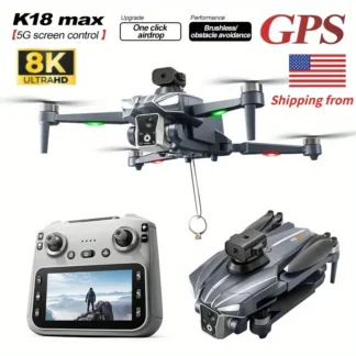 Dron K18MAX 5G con GPS, Cámara 8K HD y Pantalla Remota de 4.5 Pulgadas - Quadcopter Plegable con FPV y Evasión Inteligente de Obstáculos
