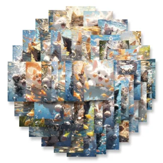 Pegatinas de gato de agua de dibujos animados, 50 piezas, lindo Material de cuenta de nadador, funda de teléfono, portátil, taza de agua, equipaje, pegatinas impermeables