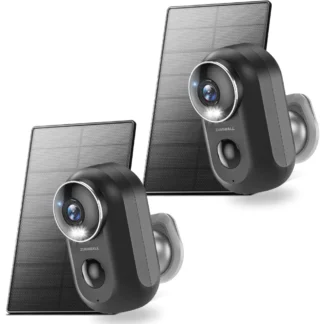 Cámaras de seguridad solares inalámbricas para exteriores, 2 paquetes, cámara solar inalámbrica para exteriores, cámara con batería wifi de 2,4g, visión nocturna en color de 3mp