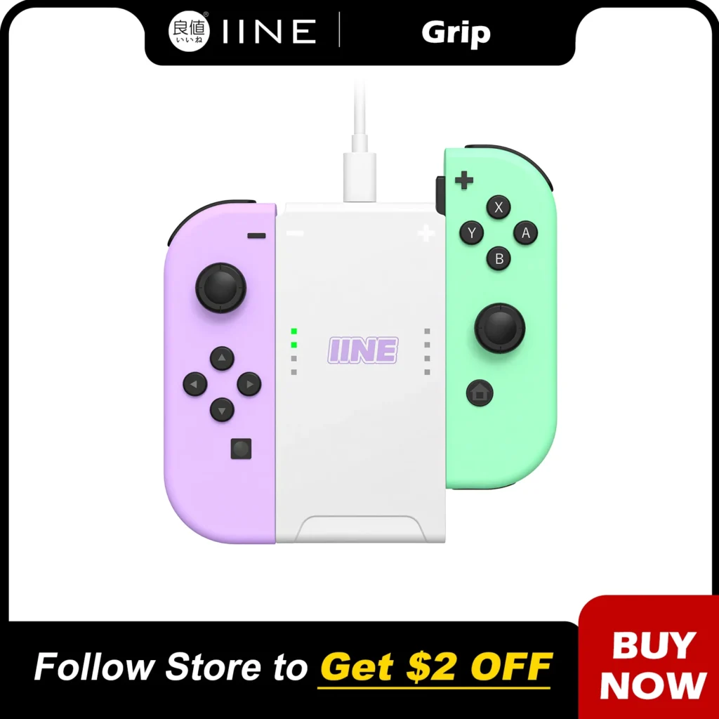 Empuñadura de carga IINE para Joy-Con / Classic blanco