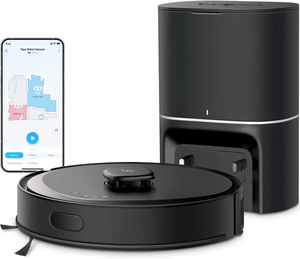 Robot Aspirador y Fregador Inteligente con Base de Autovaciado, Succión de 5300Pa, Compatible con Alexa y Google Home