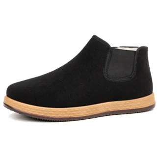 Zapatos de algodón para hombre, botas de algodón para invierno, nuevas, de felpa, gruesas, a la moda, vintage, planas, cómodas, antideslizantes, para exteriores