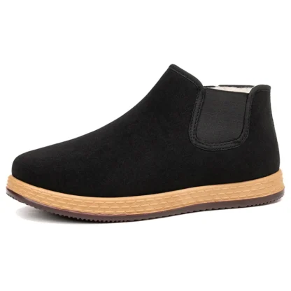 Zapatos de algodón para hombre, botas de algodón para invierno, nuevas, de felpa, gruesas, a la moda, vintage, planas, cómodas, antideslizantes, para exteriores