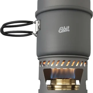 Juego de cocinero de senderismo ligero de 5 piezas con estufa de alcohol ajustable para acampar