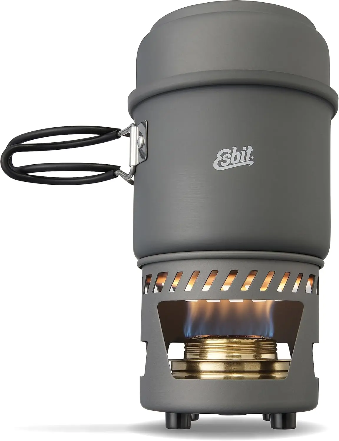 Juego de cocinero de senderismo ligero de 5 piezas con estufa de alcohol ajustable para acampar