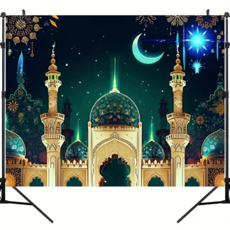 Fondo de Eid Mubarak, pancarta de Eid Mubarak de 70x90 pulgadas, letrero colgante de Ramadán Mubarak, adorno islámico de Eid Mubarak, suministros de Ramadán