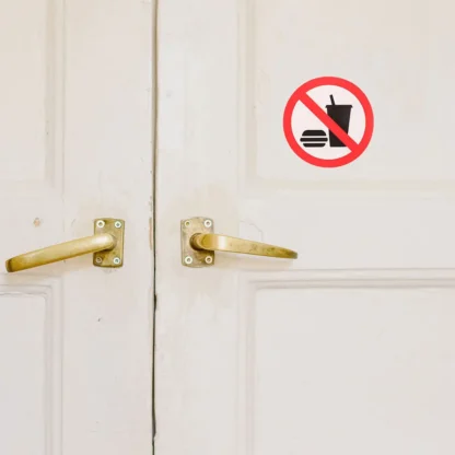 4 pegatinas de prohibición sin comida ni bebida permitidas para uso comercial etiquetas de PVC impermeables para puertas paredes ventanas interiores