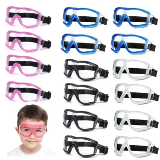 Gafas de seguridad, gafas de laboratorio para niños, cojín nasal de silicona suave y diadema ajustable