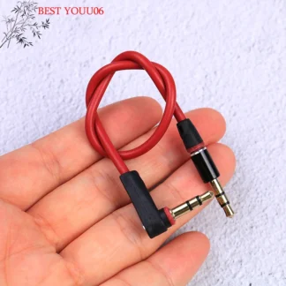 Cable auxiliar Jack a Jack de 3,5 mm, corto, de 20 cm, macho a macho, cable de audio estéreo, 90 grados, 1 unidad