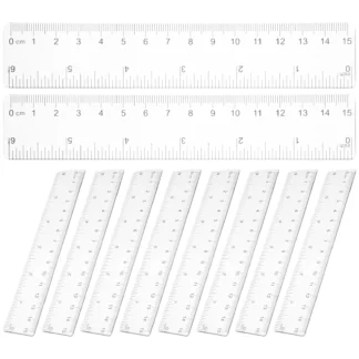 Juego de 10 reglas de plástico transparentes, regla recta para la escuela, oficina, medición, dibujo, geometría, aulas, profesores, estudiantes