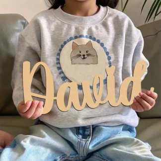 Letrero Decorativo de Madera con Diseño de Dibujos Animados de David, Personalizable con Texto, Material de Madera, Orientación Vertical, Decoración para Colgar en la Puerta