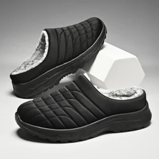 Zapatos informales de algodón cálidos para hombre, Zapatillas de casa cómodas para hombre, medio mocasines, zapatos de nieve con piel, zapatos planos ligeros sin cordones, invierno