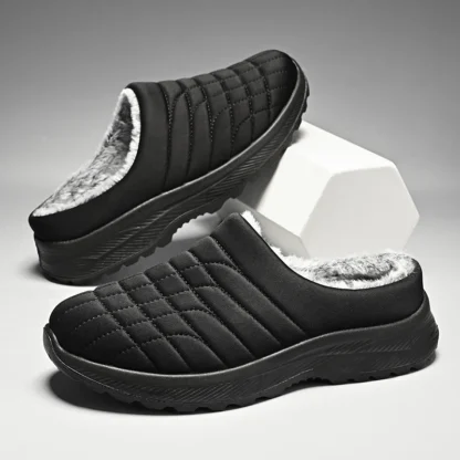 Zapatos informales de algodón cálidos para hombre, Zapatillas de casa cómodas para hombre, medio mocasines, zapatos de nieve con piel, zapatos planos ligeros sin cordones, invierno