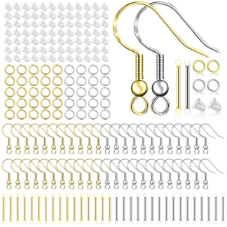 Ganchos para pendientes chapados en plata/oro 925 para la fabricación de joyas, Kit de fabricación de pendientes hipoalergénicos de 900 piezas, accesorios para pendientes, anillos para saltar