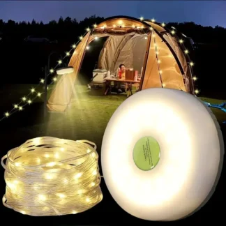 Guirnalda de luces para acampar, luz cálida con carga USB, luz portátil para acampar al aire libre con 5 modos, luz navideña de hadas duradera para Halloween