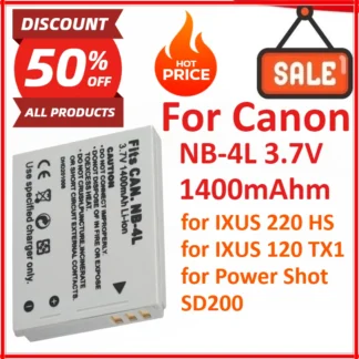 NB-4L 3,7 V 1400mAhm batería de litio para cámara Digital Canon IXUS 220 HS para IXUS 120 TX1 para toma de corriente SD200 de alta calidad