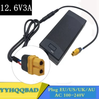 Cargador de batería de litio de 12,6 V 3A para batería de polímero de iones de litio 3S 10,8 V 11,1 V 12V cargador de luz de pesca conector XT60