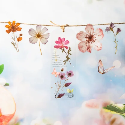 Whisper in The Woods-pegatina Vintage de paisaje de flores secas para mascotas, Material creativo para diario, papelería de Collage