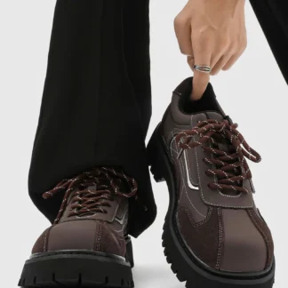 Retro Briti Sle oes hombres aumento empalme cuero Casual oes Punk Faion Thi Bot cabeza grande oes moda