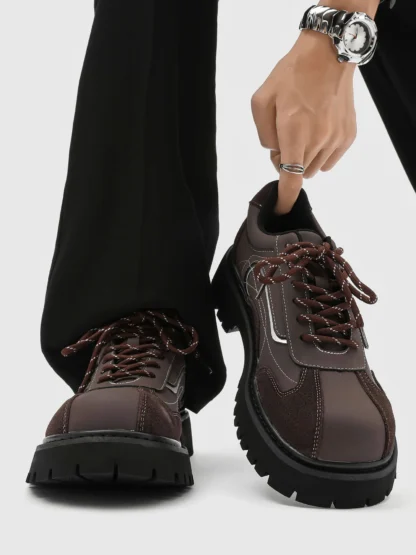 Retro Briti Sle oes hombres aumento empalme cuero Casual oes Punk Faion Thi Bot cabeza grande oes moda