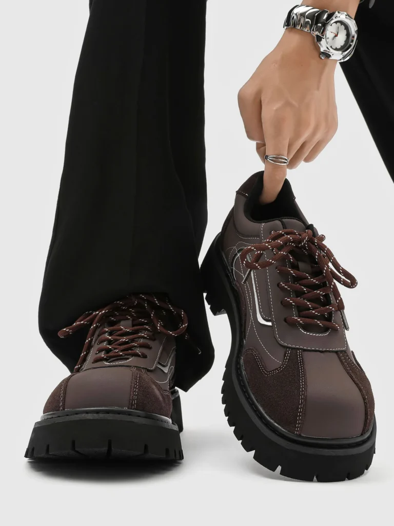 Retro Briti Sle oes hombres aumento empalme cuero Casual oes Punk Faion Thi Bot cabeza grande oes moda