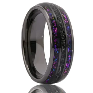 Anillo de tungsteno de nuevo estilo, anillo de carburo de tungsteno negro de bronce de cañón de 8mm, estilo personalizable con incrustaciones de nebulosa Galaxy y mororita para hombre
