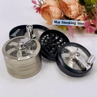 Molinillo de Hierbas Manual de 2.5 Pulgadas con Mango, Molinillo de Especias de 4 Capas, Mortero y Maja para Pimienta, Sal, Hierbas Crudas, Tabaco, Herramienta para Fumar Cigarrillos