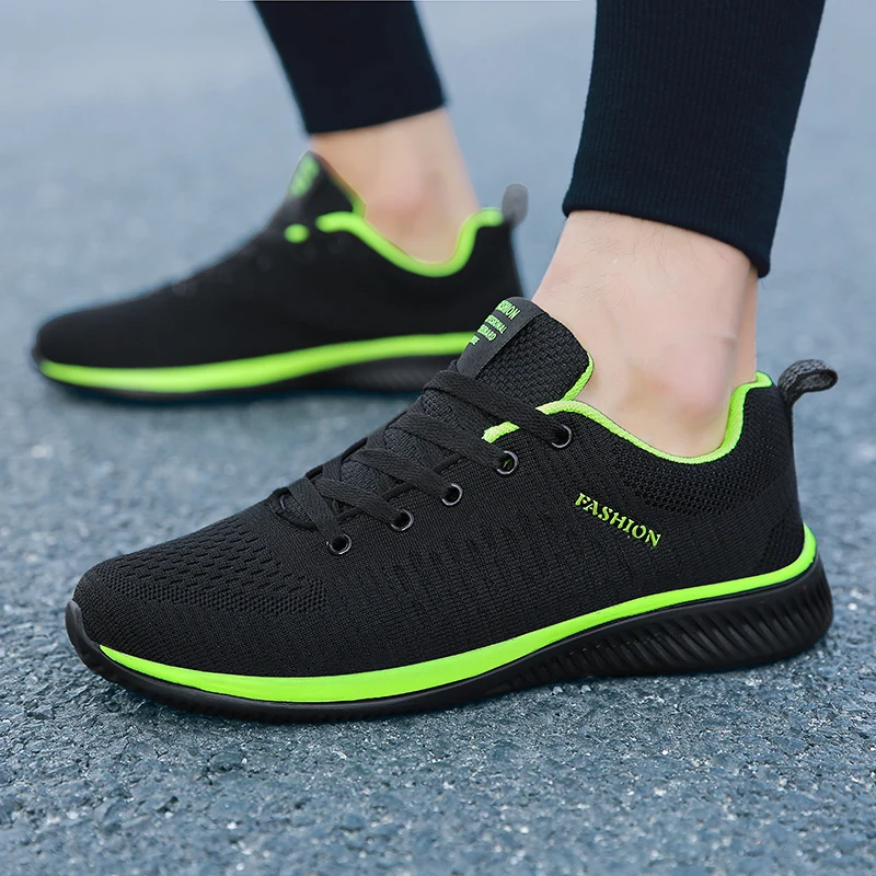 MAEDEF-zapatos deportivos para hombre y mujer, zapatillas informales de punto, transpirables, para correr, caminar y gimnasio, color negro