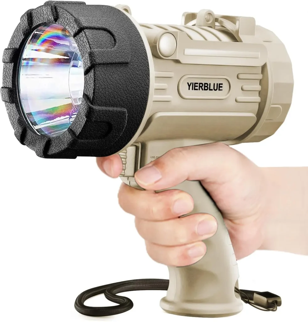 Linterna Recargable con LED de 1000000 Lúmenes, Resistente al Agua IP67, Larga Duración, Soporte Plegable y Lente Roja