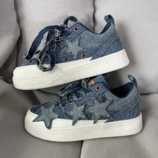 Zapatillas de deporte a la moda para mujer, zapatos deportivos para exteriores con diseño de estrella, zapatillas de deporte de suela gruesa versátiles, zapatos de Skateboard de estilo Punk