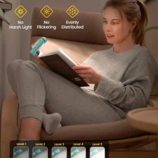 Luz de lectura F5, luces de libro para leer en la cama, lámpara de lectura recargable con 3 modos de Color, 5 brillos, lectores nocturnos para niños