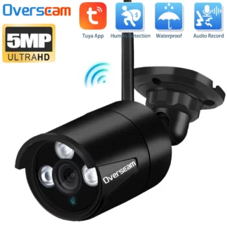Smart Life Home 5MP TUYA APP cámara de seguridad Wifi IP bala negra cámara IP inalámbrica para exteriores CCTV grabación de Audio detección humana