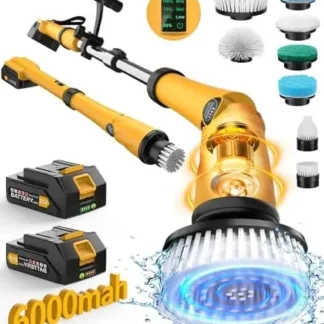 Cepillo Eléctrico Giratorio Qimedo, 6000 mAh, 1200 RPM, 8 Cepillos, Limpiador de Ducha Inalámbrico con Pantalla Inteligente