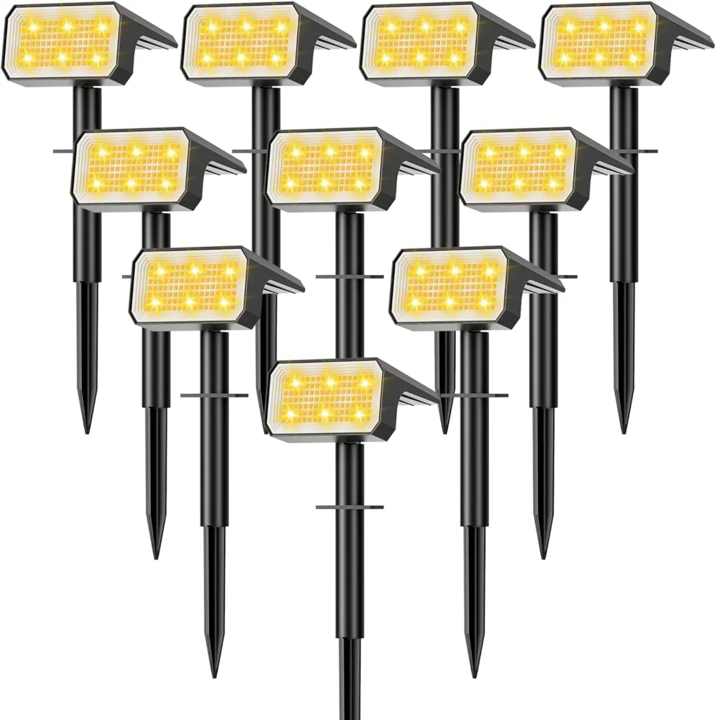 Paquete de 10 Luces Solares con 118 LED, 4 Modos, Encendido/Apagado Automático, Impermeables IP67 para Jardín Exterior