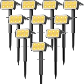 Paquete de 10 Luces Solares con 118 LED, 4 Modos, Encendido/Apagado Automático, Impermeables IP67 para Jardín Exterior