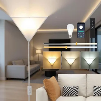 Lámpara regulable con control remoto, bombilla inteligente, luz de techo enchufable, luces LED para sala de estar, dormitorio, sótano, oficina, luz de pared