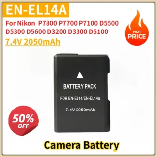 Nueva batería de repuesto para cámara EN-EL14A EL14 7,4 V 2050mAh para Nikon P7800 P7700 P7100 D5500 D5300 D5600 D3200 D3300 D5100