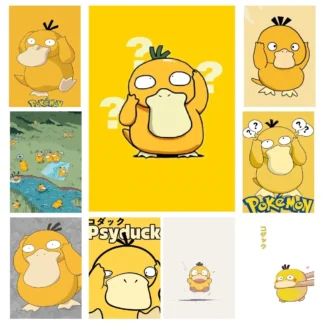 Póster de Pokémon Psyduck, arte de pared para decoración del hogar, pintura Digital para sala de estar, restaurante y cocina, 1 unidad