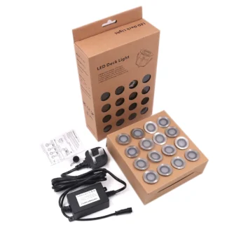 Luz LED de cubierta de 16 luces, lámpara subterránea de 12V, iluminación de paisaje de camino de escalera de jardín, foco impermeable IP67 con enchufe de alimentación