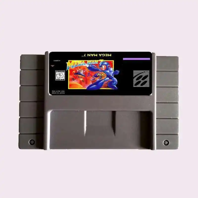 Tarjeta de juego gris grande Mega Man 7 NTSC de 16 bits de alta calidad para reproductor de juegos versión de EE. UU.