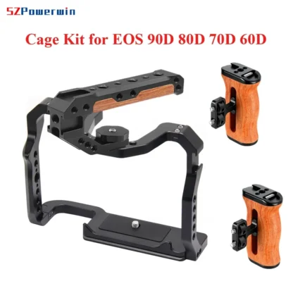 Powerwin para Canon EOS 90D 80D 70D Kit de jaula de cámara para micrófono/Monitor/marco de luz protector de aleación de aluminio tornillo de localización Arri