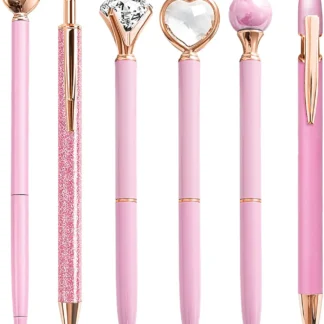 Bolígrafos Rosas para Mujer, Paquete de 6 Bolígrafos Bonitos con Tinta Negra, Regalos de Material Escolar y de Oficina
