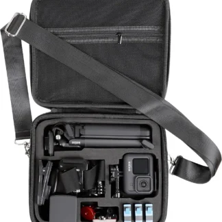 Estuche rígido para GoPro Hero 13-7 y DJI Osmo Action 5-3, plateado/negro, con bolso de hombro y correa
