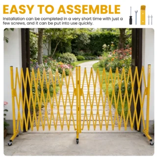 Barrera de Seguridad Portátil con Ruedas, Giratoria de 0 a 180 Grados, para Obras de Construcción/Control de Tráfico/Cordones