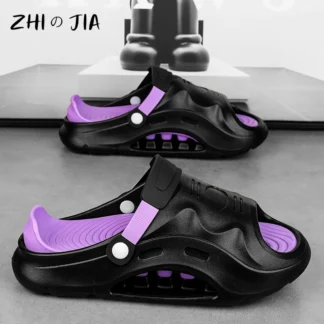 Zapatillas deportivas populares absorbentes de golpes para hombre, sandalias de fondo grueso a la moda, zapatos de playa al aire libre para verano, Zapatillas de casa