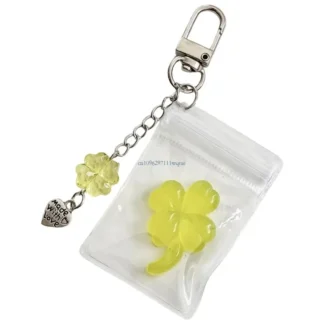 Adorable colgante con forma trébol hojas para bolsos o llaves, correa para teléfono hecha a mano