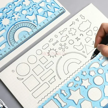 2 reglas onduladas huecas para pintar, regla versátil con diseño floral, multifuncional para pintura y papelería.