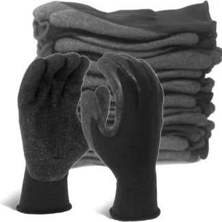 Guantes resistentes al aceite y al agua, guantes de agarre mejorado, guantes de seguridad para el trabajo, guantes plisados recubiertos de látex